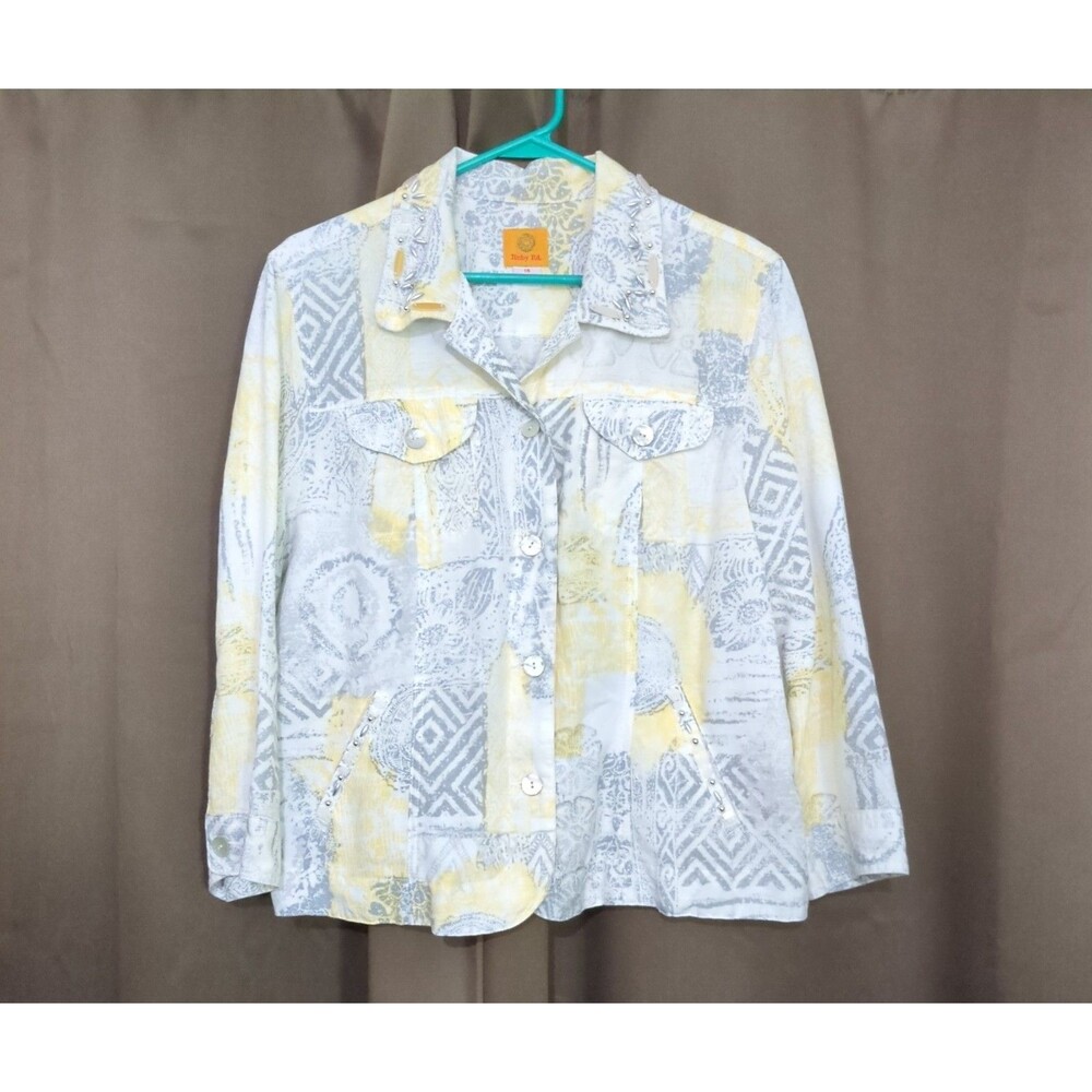 Ruby Rd. Women's Shacket Size 16 White Button Front Long Sleeve Blazer